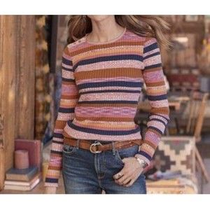 Sundance Brite Nites Sweater Size Small Striped Ribbed Stretchy Lightweight Boho